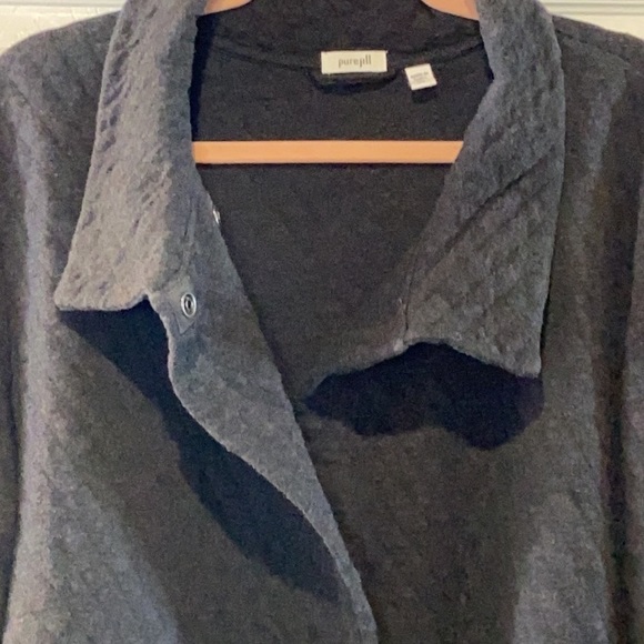 J Jill Pure Jill Womens Cardigan Fleece Quilted Jacket Dark Gray Size XL - Picture 6 of 11
